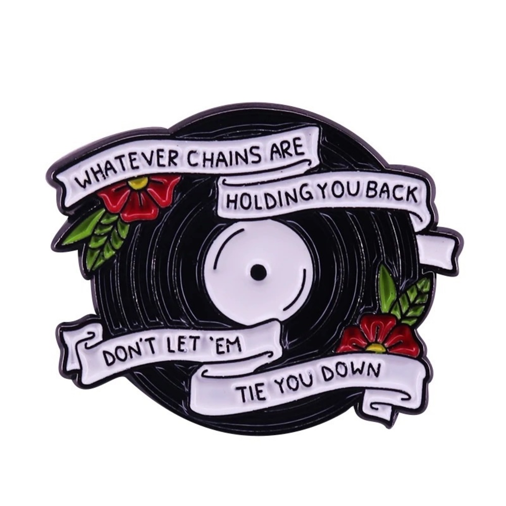 Musical Motivational Enamel Pin One Direction Fan Song Lyrics DJ Record Badge